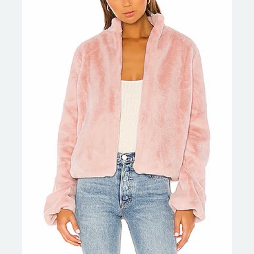 Tularosa Pink Faux Fur Teddy Jacket Bell Sleeves Sz M
